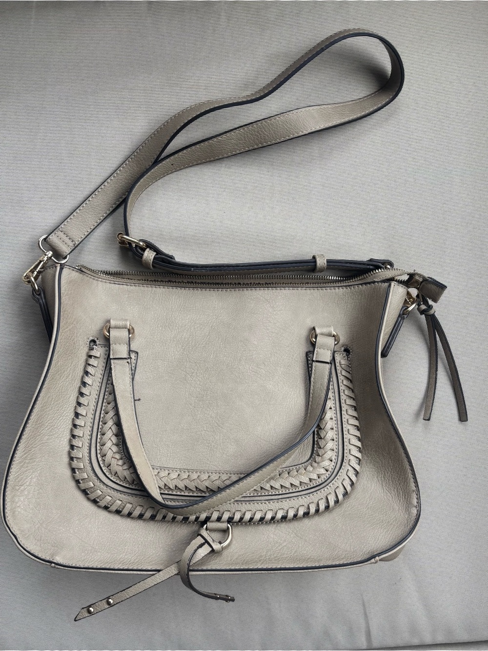 Sole Society Braided Trim Shoulder Bag in Light Taupe